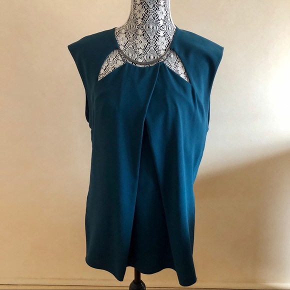 Halston Heritage Tops - HALSTON TEAL CUT OUT TOP